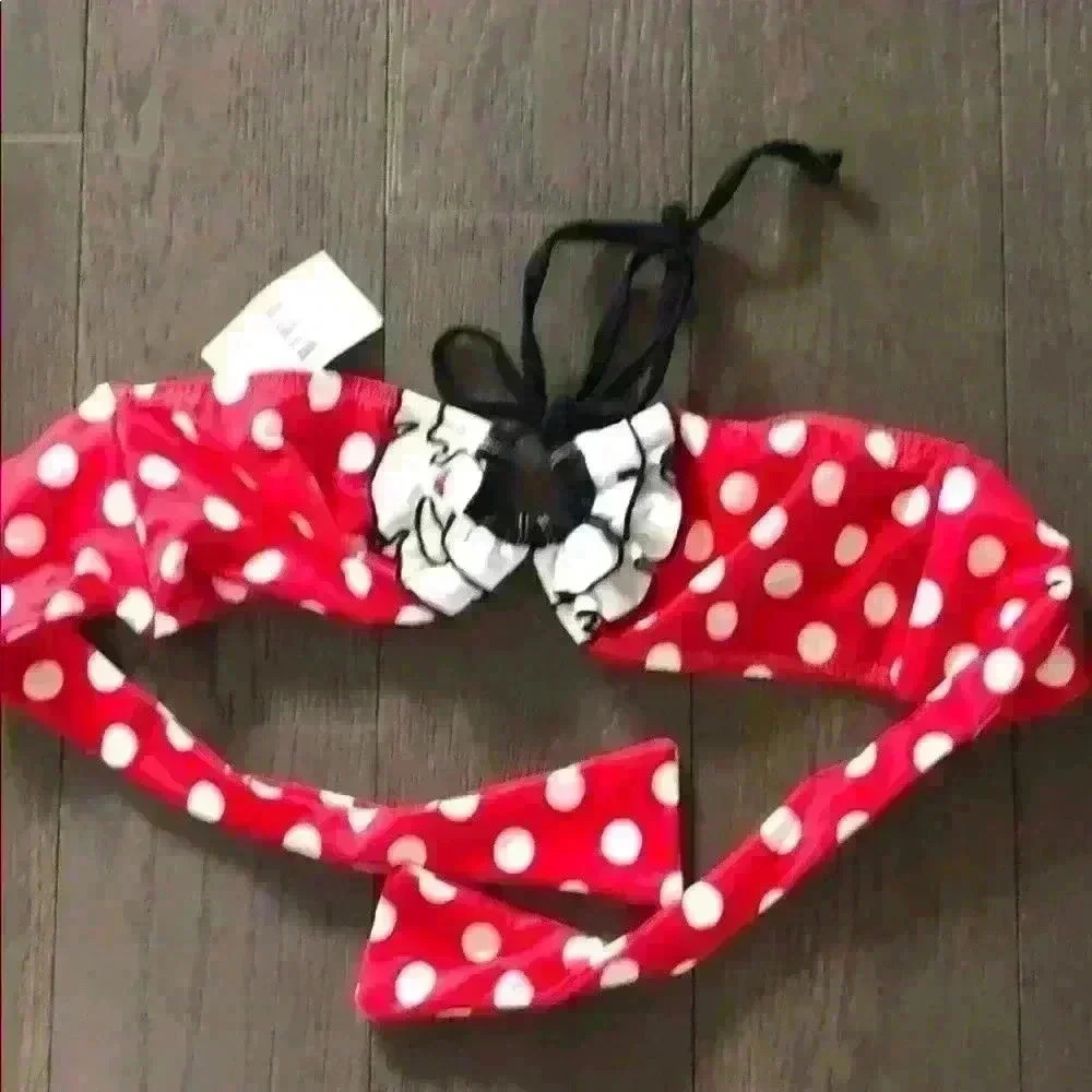 Red Polkadot Bandeau Bikini Top